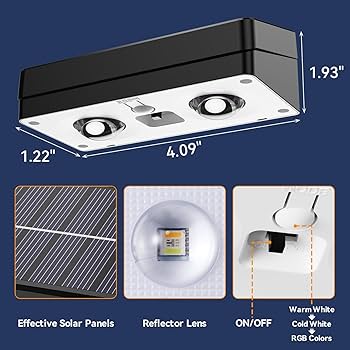 ZCXLIGHT Solar Fence Lights Outdoor,Fence Solar Lights